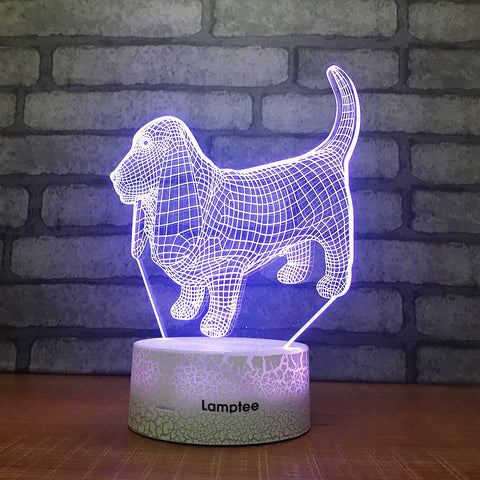 Image of Crack Lighting Base Animal Cute Dog 3D Illusion Lamp Night Light 3DL1949