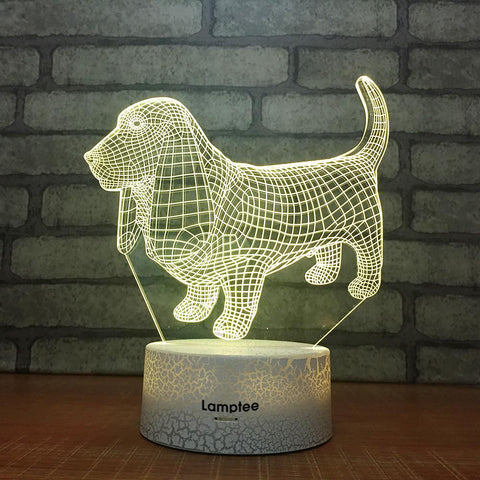 Image of Crack Lighting Base Animal Cute Dog 3D Illusion Lamp Night Light 3DL1949