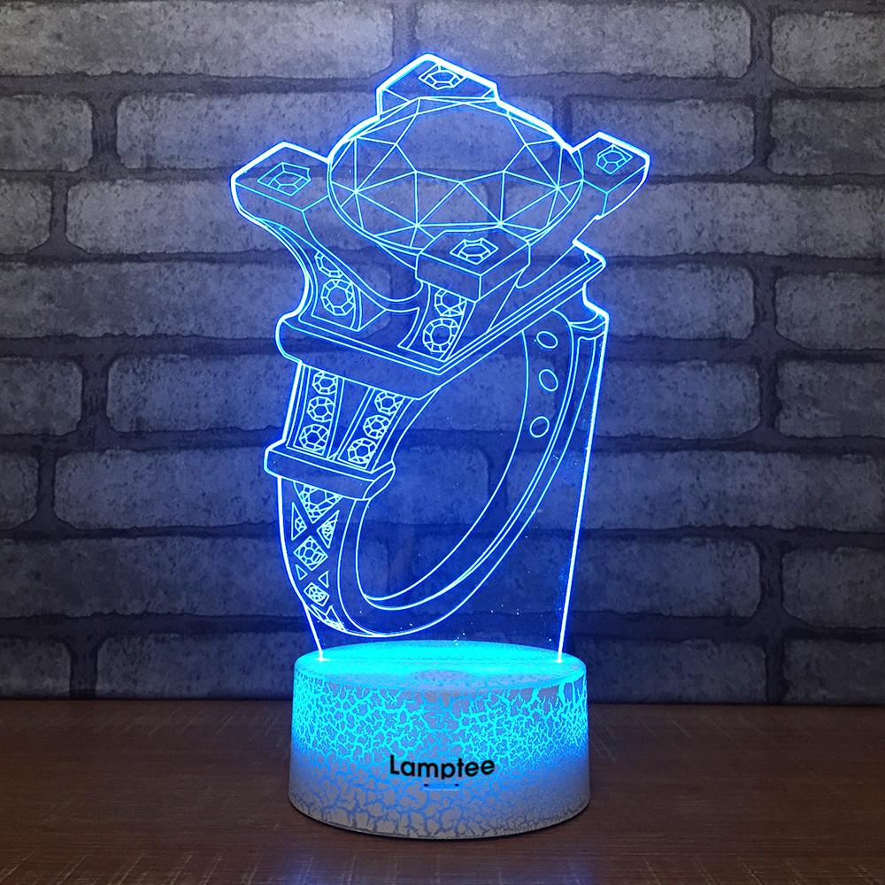 Crack Lighting Base Art Diamond Ring 3D Illusion Lamp Night Light 3DL1953