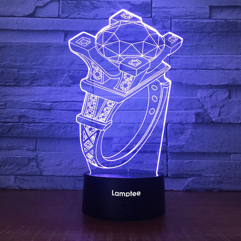 Image of Art Diamond Ring 3D Illusion Lamp Night Light 3DL1953