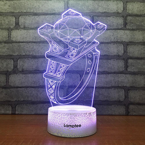 Image of Crack Lighting Base Art Diamond Ring 3D Illusion Lamp Night Light 3DL1953