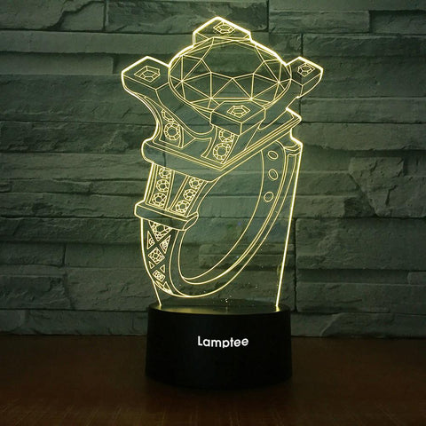 Image of Art Diamond Ring 3D Illusion Lamp Night Light 3DL1953