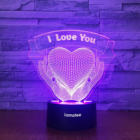 Image of Festival Love Heart Gift 3D Illusion Lamp Night Light 3DL1957