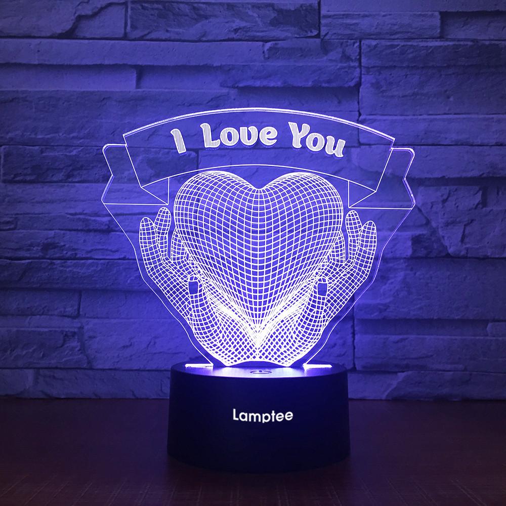 Festival Love Heart Gift 3D Illusion Lamp Night Light 3DL1957
