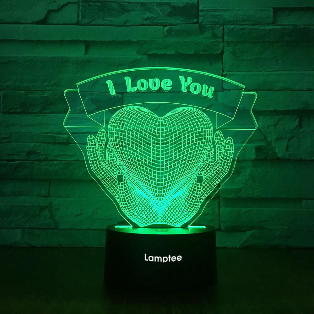 Festival Love Heart Gift 3D Illusion Lamp Night Light 3DL1957