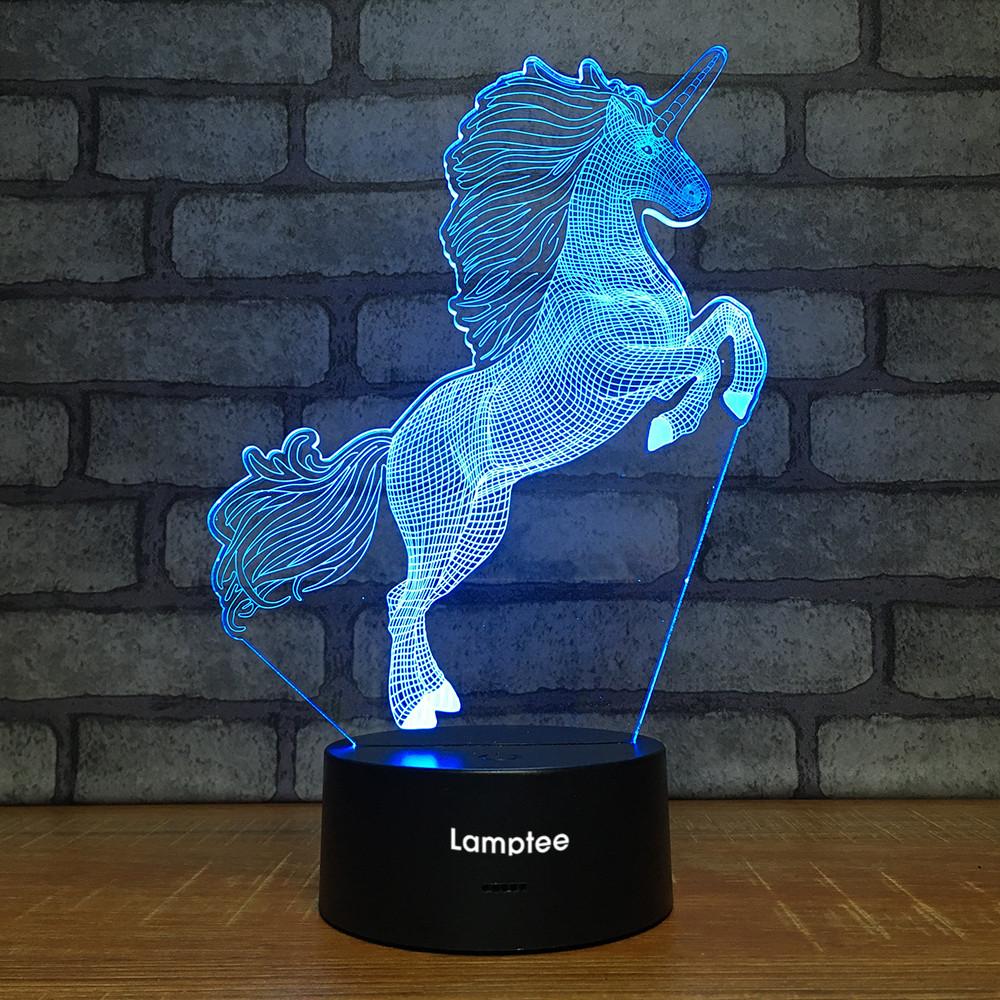 Animal Unicorn Stereo 3D Illusion Lamp Night Light 3DL1958