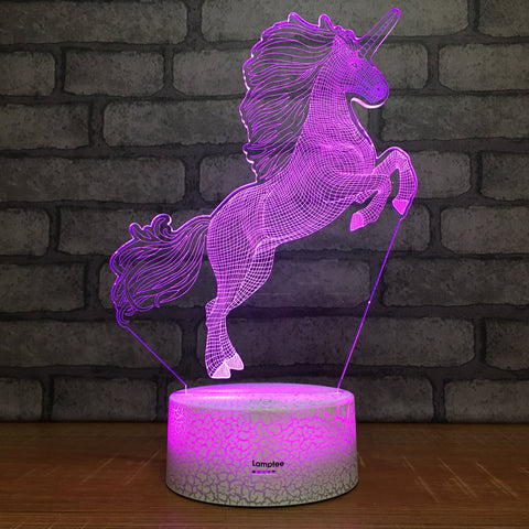 Image of Crack Lighting Base Animal Unicorn Stereo 3D Illusion Lamp Night Light 3DL1958