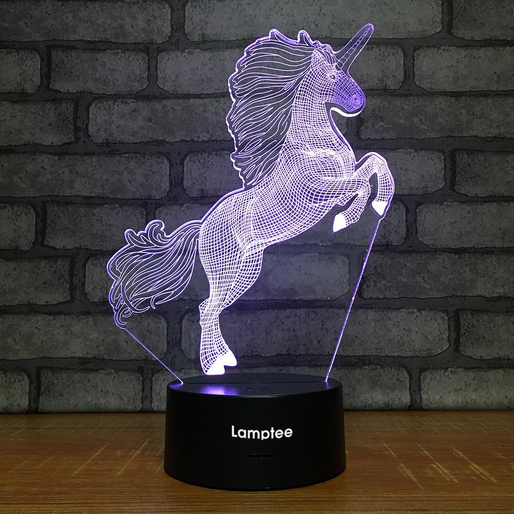 Animal Unicorn Stereo 3D Illusion Lamp Night Light 3DL1958