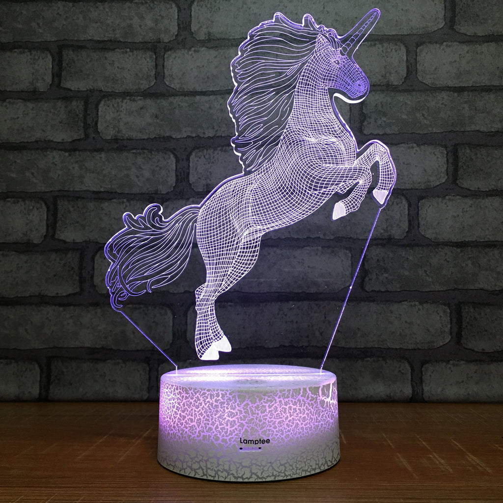 Crack Lighting Base Animal Unicorn Stereo 3D Illusion Lamp Night Light 3DL1958