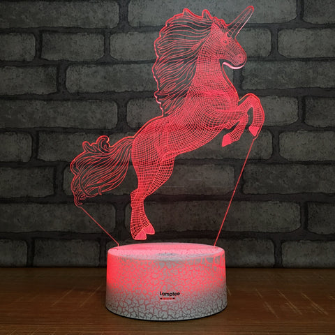 Image of Crack Lighting Base Animal Unicorn Stereo 3D Illusion Lamp Night Light 3DL1958
