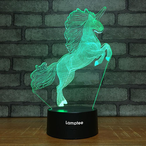 Image of Animal Unicorn Stereo 3D Illusion Lamp Night Light 3DL1958