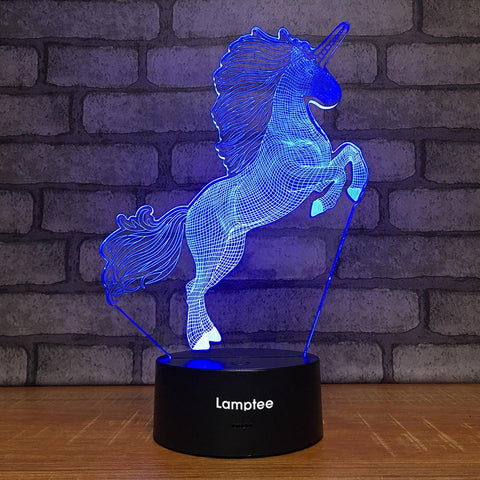 Image of Animal Unicorn Stereo 3D Illusion Lamp Night Light 3DL1958
