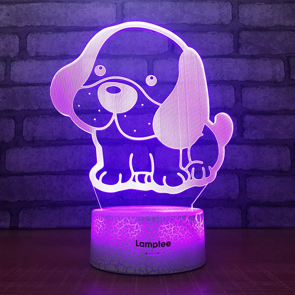 Crack Lighting Base Animal Lovely Beagle Pup 3D Illusion Night Light Lamp 3DL1959