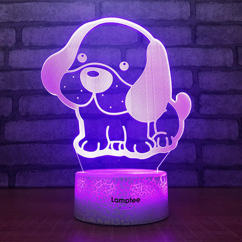 Image of Crack Lighting Base Animal Lovely Beagle Pup 3D Illusion Night Light Lamp 3DL1959