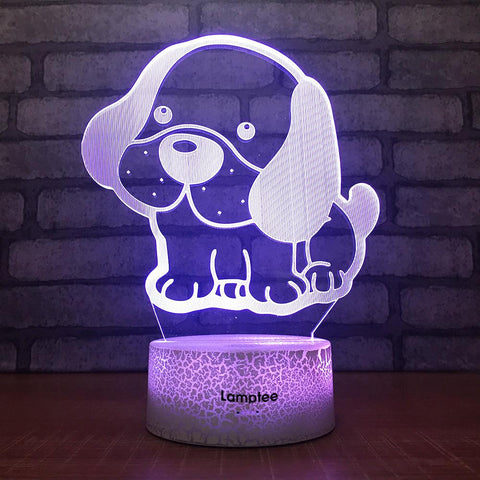 Image of Crack Lighting Base Animal Lovely Beagle Pup 3D Illusion Night Light Lamp 3DL1959