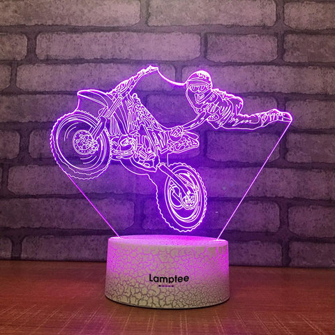 Image of Crack Lighting Base Sport Motorbike Stunt Show Figure 3D Illusion Lamp Night Light 3DL1961