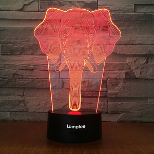 Animal Elephant Head 3D Illusion Lamp Night Light 3DL1964