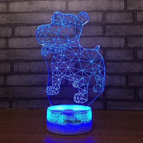 Image of Crack Lighting Base Abstract Dog 3D Illusion Lamp Night Light 3DL1966