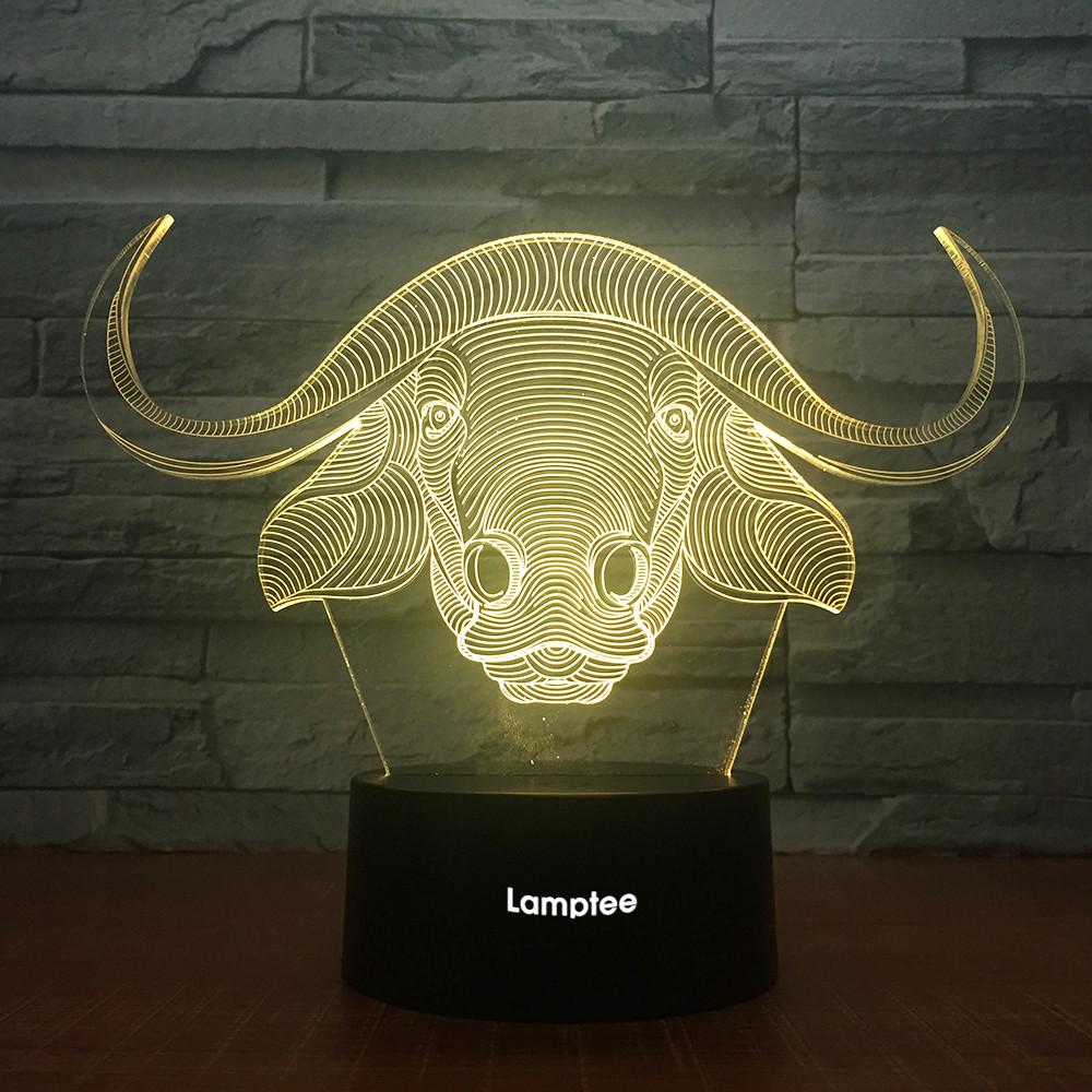 Art Bison Head 3D Illusion Night Light Lamp 3DL1969