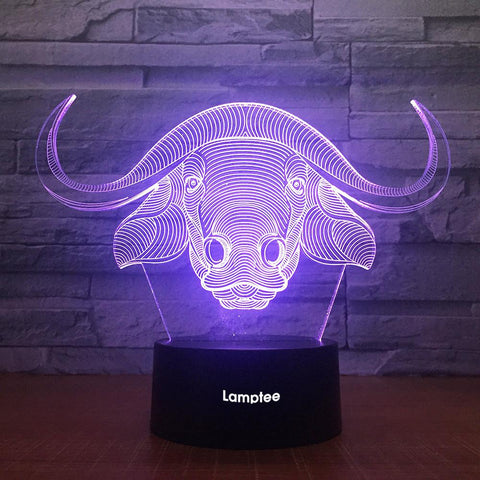 Image of Art Bison Head 3D Illusion Night Light Lamp 3DL1969