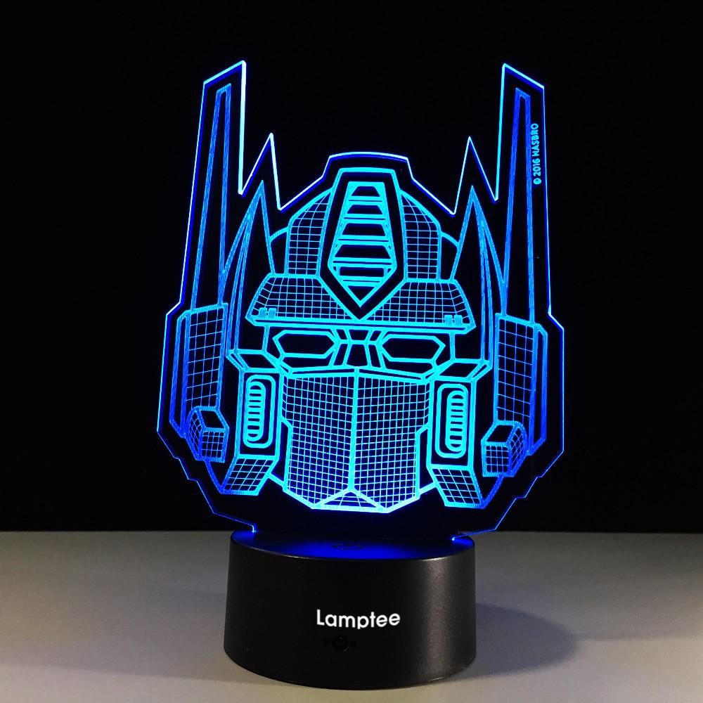 Anime Cool Robot Transformers Optimus Prime 3D Illusion Lamp Night Light 3DL197