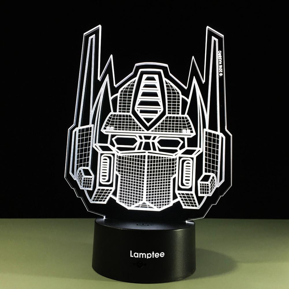 Anime Cool Robot Transformers Optimus Prime 3D Illusion Lamp Night Light 3DL197