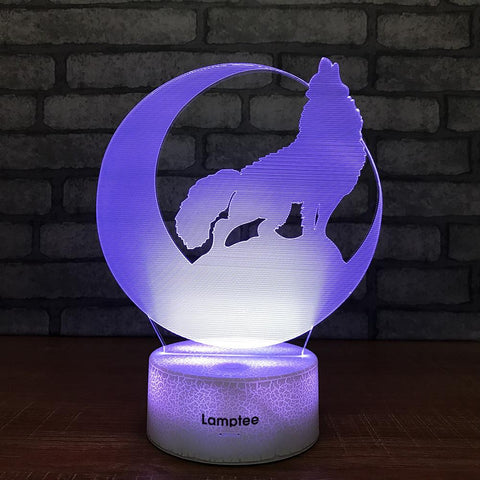 Image of Crack Lighting Base Animal Wolf 3D Illusion Lamp Night Light 3DL2012