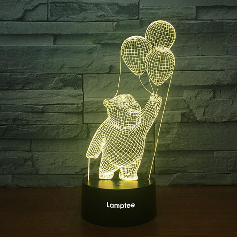 Image of Animal Winnie the Pooh Friendly Bear 3D Illusion Night Light Lamp 3DL2068