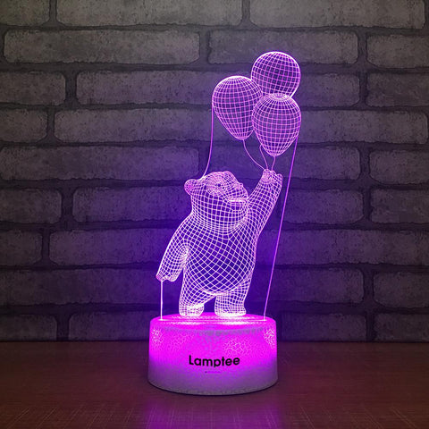 Image of Crack Lighting Base Animal Winnie the Pooh Friendly Bear 3D Illusion Night Light Lamp 3DL2068