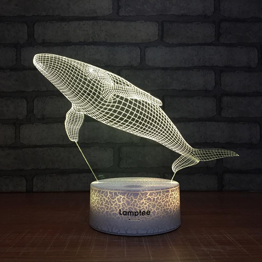 Crack Lighting Base Animal Underwater World Fish Whale 3D Illusion Lamp Night Light 3DL208