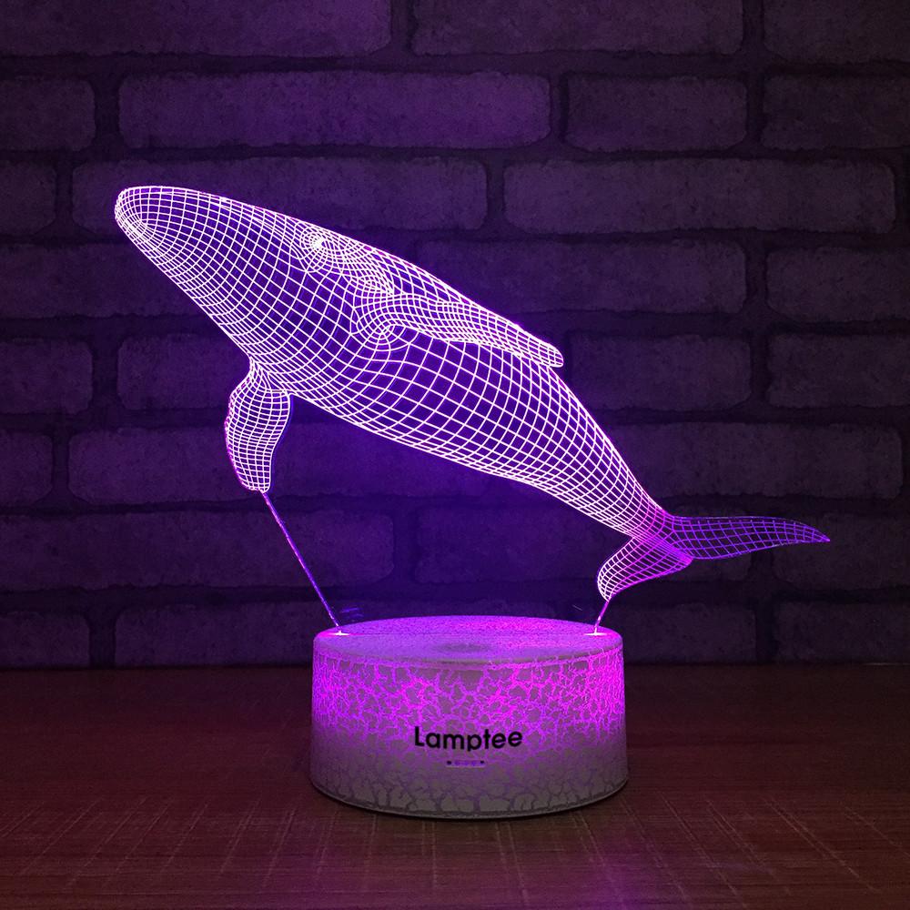 Crack Lighting Base Animal Underwater World Fish Whale 3D Illusion Lamp Night Light 3DL208