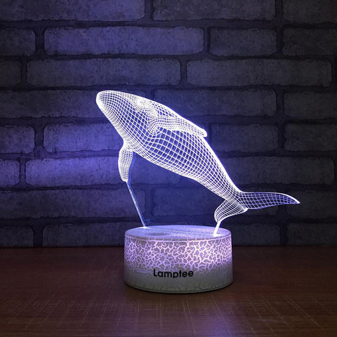 Image of Crack Lighting Base Animal Underwater World Fish Whale 3D Illusion Lamp Night Light 3DL208