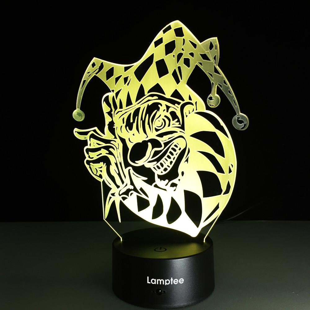 Festival Halloween Clown Visual 3D Illusion Lamp Night Light 3DL209