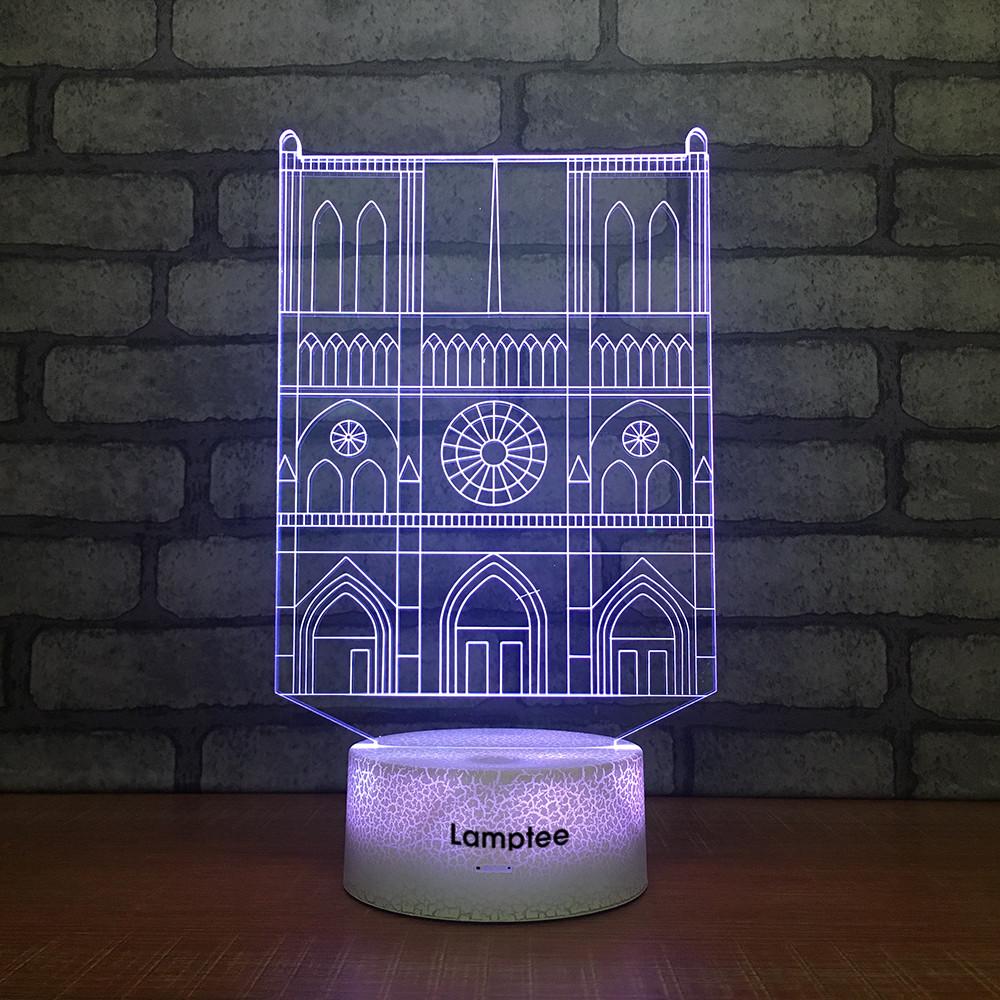 Crack Lighting Base Building Cathedral Church Modelling 3D Illusion Lamp Night Light 3DL2122
