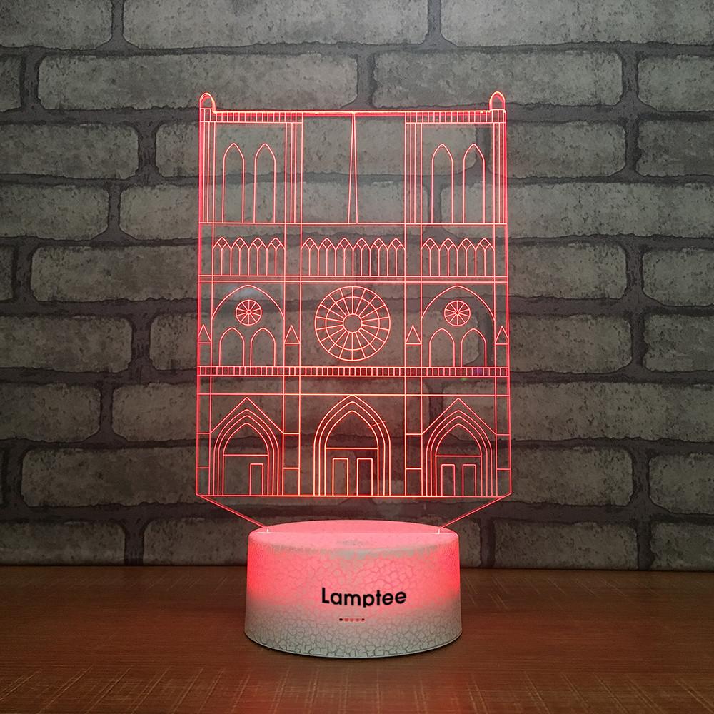Crack Lighting Base Building Cathedral Church Modelling 3D Illusion Lamp Night Light 3DL2122