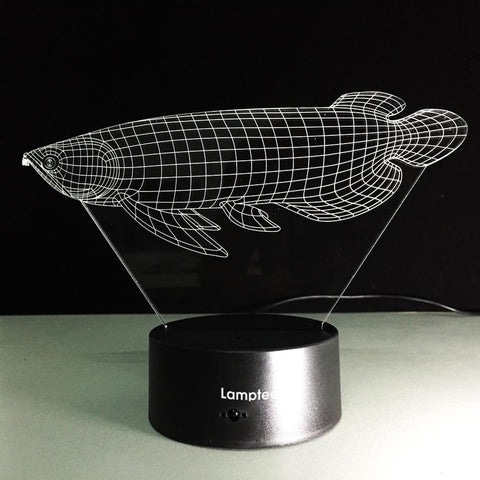Image of Animal Arowana Fish 3D Illusion Lamp Night Light 3DL213