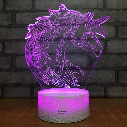 Image of Crack Lighting Base Animal Unique Unicorn 3D Illusion Lamp Night Light 3DL2140