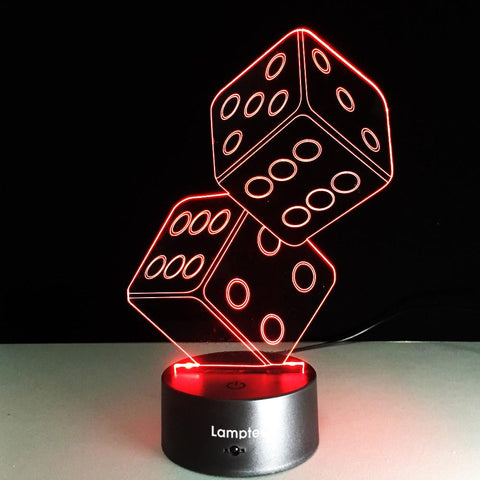 Image of Other Double Dice 3D Illusion Lamp Night Light 3DL218