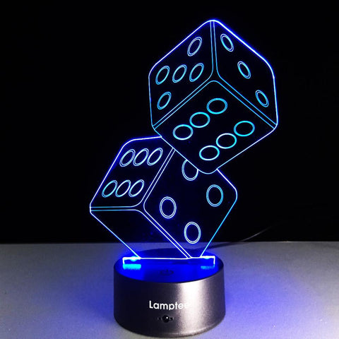 Image of Other Double Dice 3D Illusion Lamp Night Light 3DL218