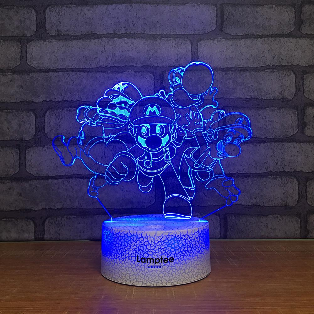 Crack Lighting Base Anime Super Mario 3D Illusion Lamp Night Light 3DL2205