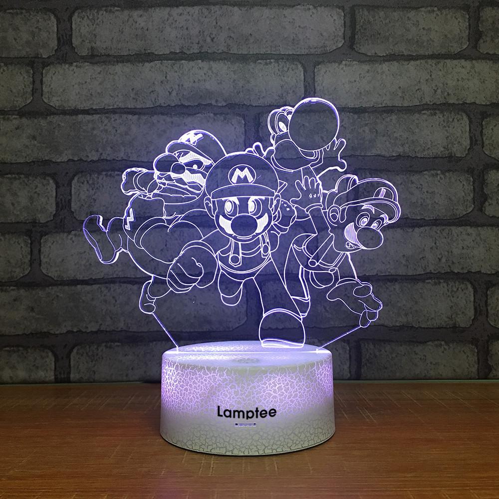 Crack Lighting Base Anime Super Mario 3D Illusion Lamp Night Light 3DL2205