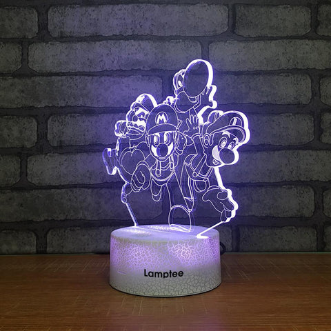 Image of Crack Lighting Base Anime Super Mario 3D Illusion Lamp Night Light 3DL2205