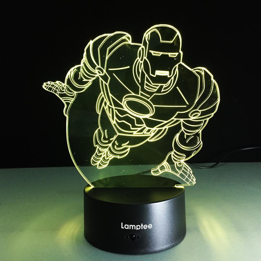 Anime Cartoon Flying Hero Iron Man 3D Illusion Night Light Lamp 3DL221