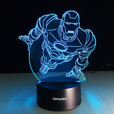 Image of Anime Cartoon Flying Hero Iron Man 3D Illusion Night Light Lamp 3DL221