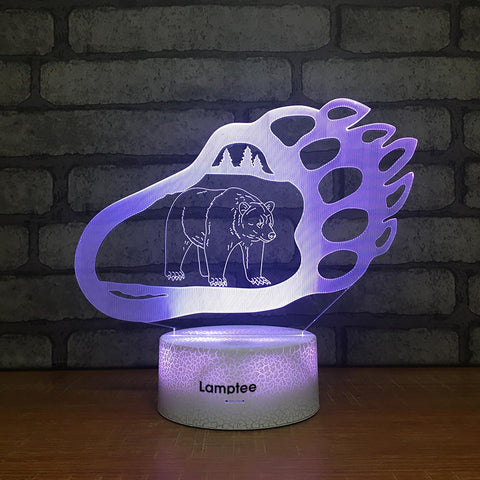 Image of Crack Lighting Base Animal Bear 3D Illusion Lamp Night Light 3DL2248