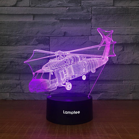Image of Traffic Helicopter 3D Illusion Lamp Night Light 3DL2253