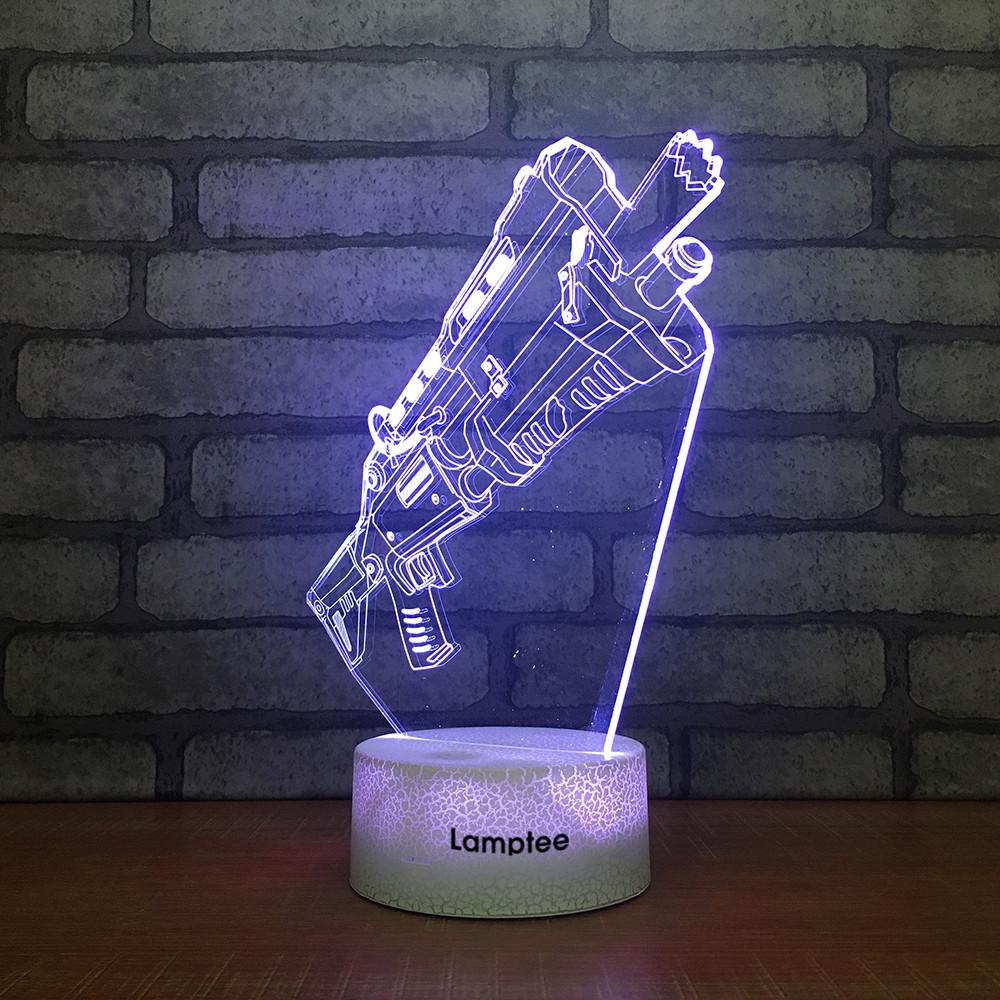 Crack Lighting Base Sport Super Cool Gun 3D Illusion Lamp Night Light 3DL2268