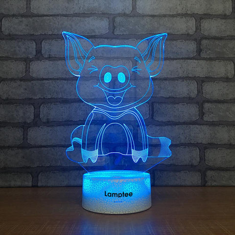 Image of Crack Lighting Base Animal Piggy 3D Illusion Lamp Night Light 3DL2278