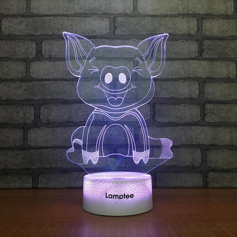 Image of Crack Lighting Base Animal Piggy 3D Illusion Lamp Night Light 3DL2278