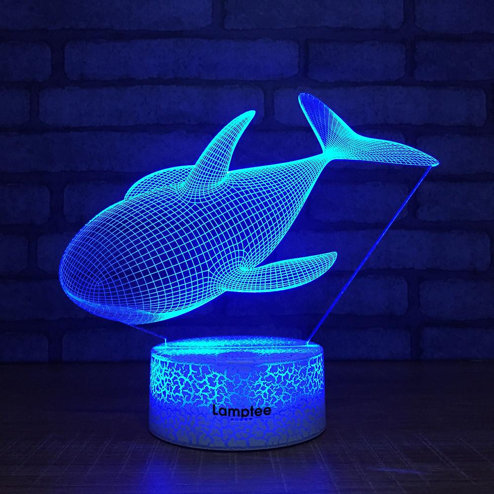 Crack Lighting Base Animal Fish Shape 3D Illusion Lamp Night Light 3DL228